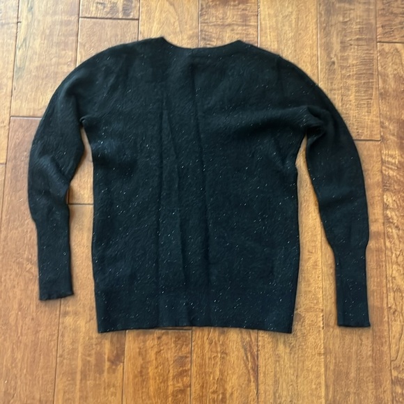 Halogen Cashmere black white Polka Dot V Neck Sweater Size S - Picture 3 of 7